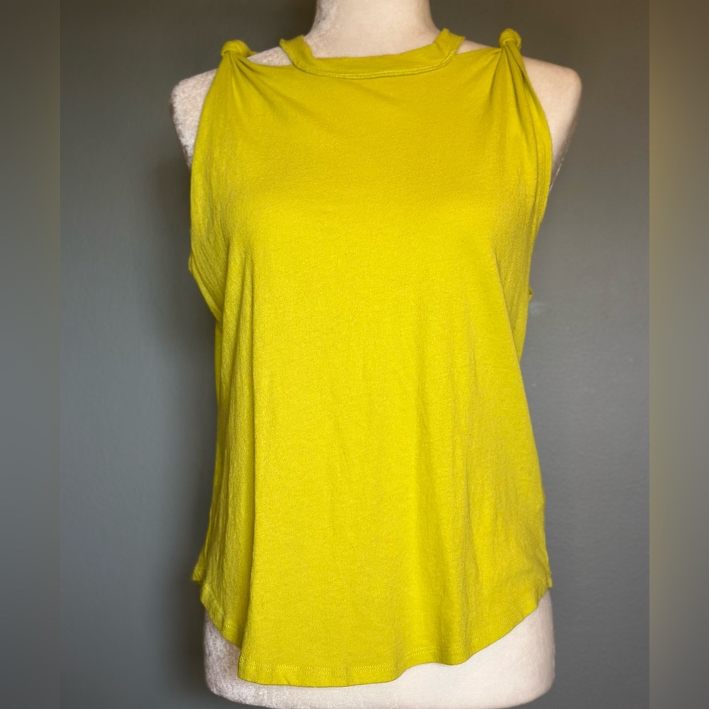 Free People Yellow Knot Shoulder Tank Top